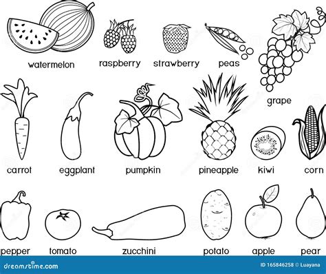 Printable Fruits And Vegetables Coloring Pages